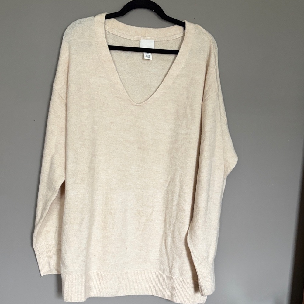 H&M Cream V-Neck Women's Sweater